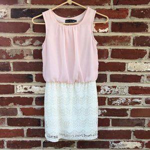 Blush dress with lace bottom